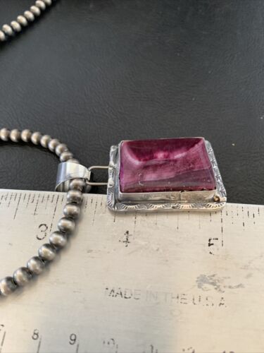Navajo Pearls Purple Spiny Oyster Pendant Necklace | Sterling Silver | Authentic Native American Handmade | 10946
