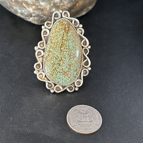 Native American Sterling Silver Blue Turquoise #8 Ring | Sz 9 | 14549