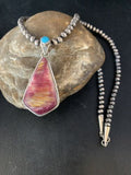 Navajo Purple Spiny Oyster Turquoise Pendant Necklace | Sterling Silver | Multi-Stone | 13789