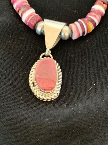 Spiny Oyster Purple Pendant Necklace | Sterling Silver | 22" | Authentic Native American Handmade | 2844