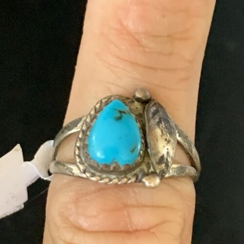 Navajo Blue Turquoise Ring | Sterling Silver | Sz 6.5 | Authentic Native American Handmade | 10782