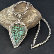 Men's Navajo Blue Spiderweb Turquoise Pendant Necklace | Sterling Silver | Authentic Native American Handmade | 14257