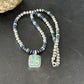 Navajo Green Turquoise Lapis Necklace with Opal Pendant | Sterling Silver | Native American Handmade | 14369
