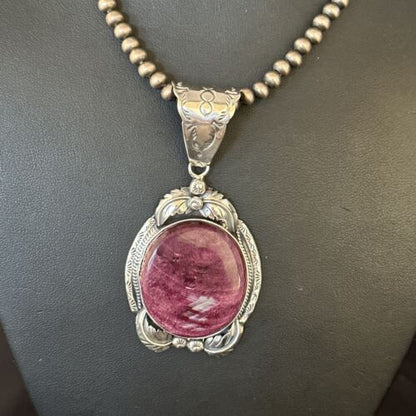 Navajo Purple Spiny Oyster Necklace Pendant | Sterling Silver | Authentic Native American Handmade | 14660