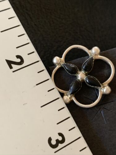Navajo Black Onyx Stud Post Earrings | Sterling Silver | 0.5" | Authentic Native American Handmade | 12644