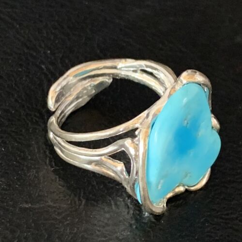 Navajo Blue Kingman Turquoise Ring | Sterling Silver | Sz 8 | Authentic Native American Handmade | 13541