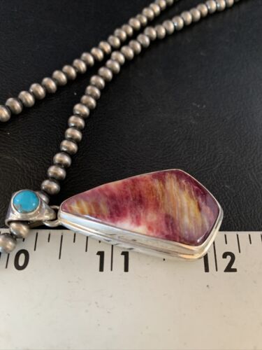 Navajo Purple Spiny Oyster Turquoise Pendant Necklace | Sterling Silver | Multi-Stone | 13789