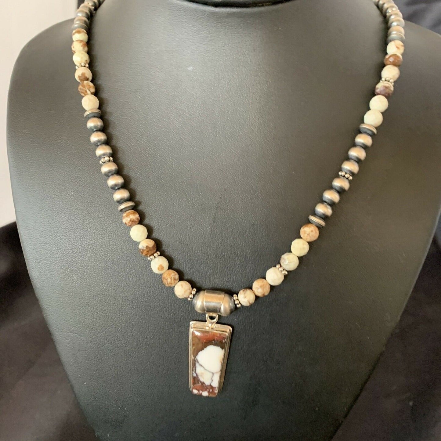 Navajo Wild Horse Turquoise Necklace Pendant | Sterling Silver | Authentic Native American Handmade | 11372