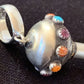 Navajo Blue Turquoise Multi-Color Naja Pendant | Sterling Silver | Authentic Native American Handmade | 01156