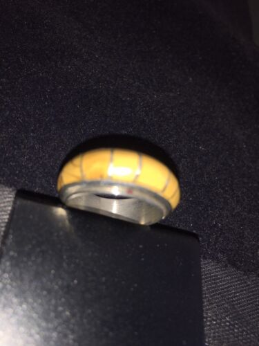 Navajo Women's Turquoise Inlay Ring | Yellow Gold & Sterling Silver | Sz 6.5 | 1795