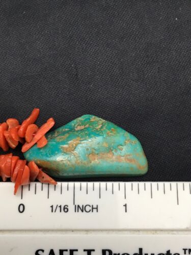Native American Turquoise Coral Pendant Necklace | Brass Old Pawn | 19" | 4006