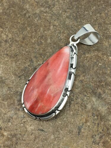 Native American Navajo Red Spiny Oyster Pendant | Sterling Silver | 1.75" | 1125