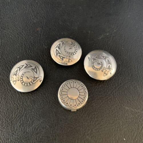 Native American Sterling Silver Button Covers | 0.8" | Navajo Set of 4 | Handmade | 13732