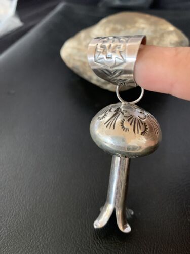 Navajo Naja Pendant | Sterling Silver | Native American Handmade | 3.25" | 13290 - Masha USA