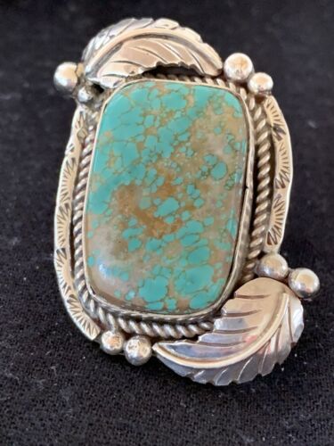 Native American Navajo Green Turquoise #8 Ring | Sterling Silver | Sz 10 | 147