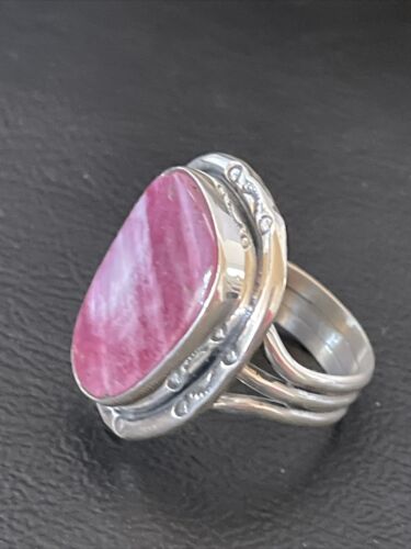 Navajo Turquoise Purple Spiny Oyster Ring | Sterling Silver | Sz 9 | Authentic Native American Handmade | 10296