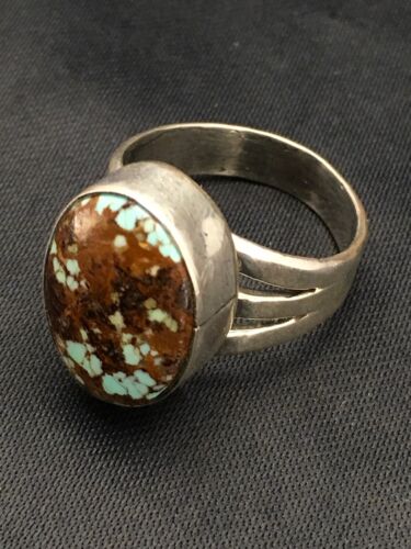 Southwestern Navajo Spiderweb Turquoise Ring | Sterling Silver | Sz 7.5 | 2871
