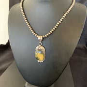Navajo Bumblebee Jasper Pendant Necklace | Sterling Silver | Authentic Native American Handmade | 10910