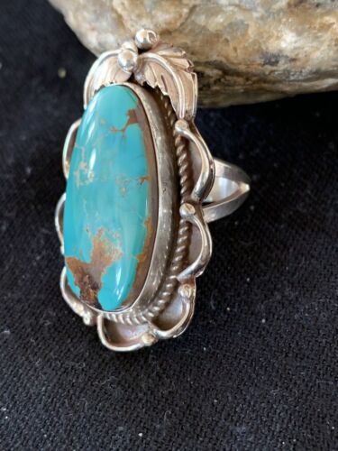 Native American Men's Navajo Blue Royston Turquoise Ring | Sterling Silver | Sz 9 | 00673