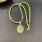 Navajo Pearl Necklace with Green Mojave Turquoise Pendant | Sterling Silver | 11757
