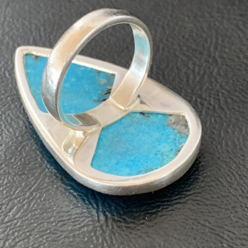 Navajo Blue Kingman Turquoise Ring | Sterling Silver | Sz 10 | Authentic Native American Handmade | 11728 - Masha USA