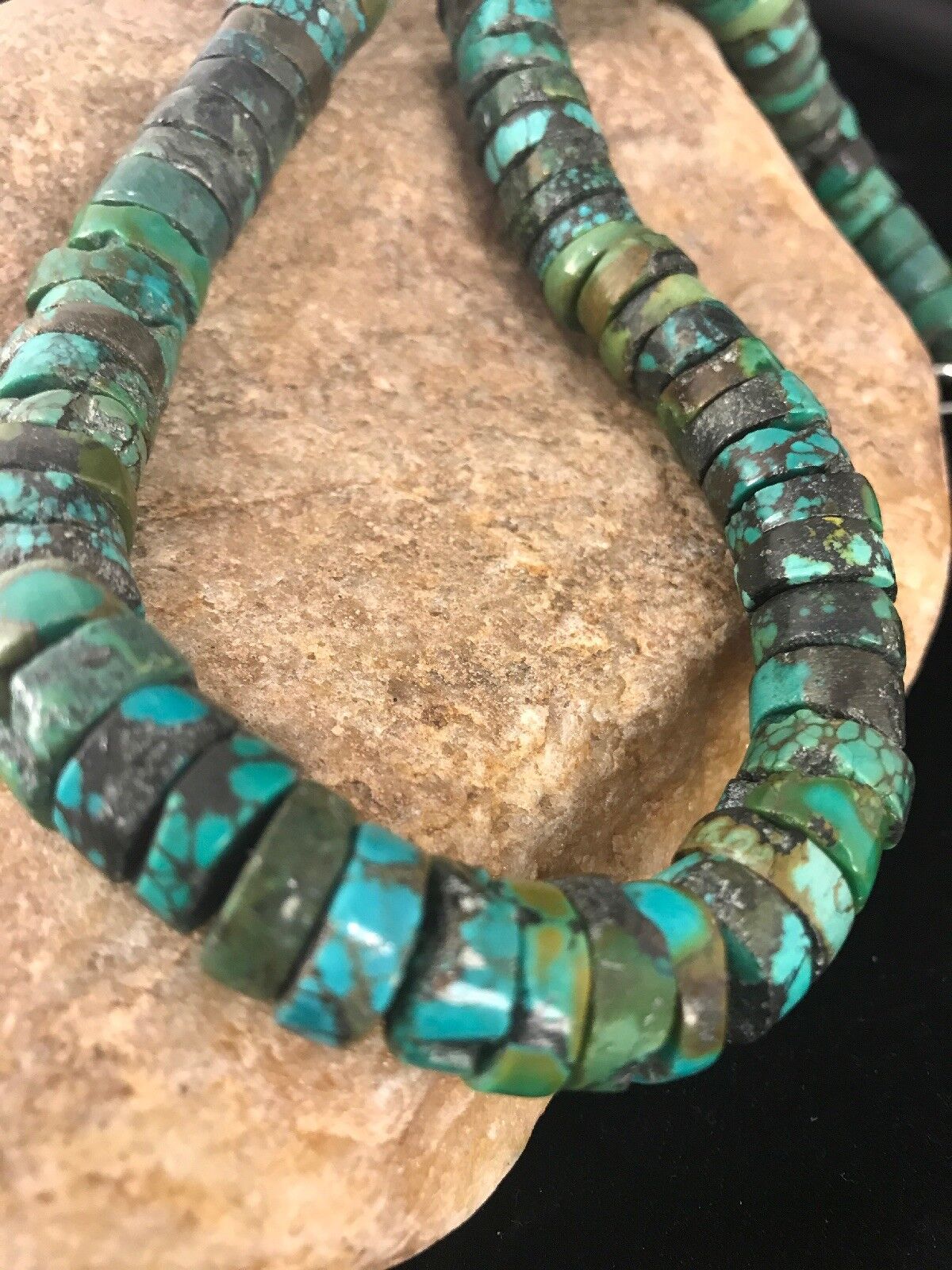 Navajo Turquoise Heishi Bead Necklace | 12mm | Sterling Silver | Authentic Native American Handmade | 20" | 3406