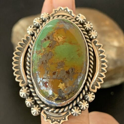 Native American Women's Navajo Green Turquoise Ring | Sterling Silver | Sz 6.5 | 10225