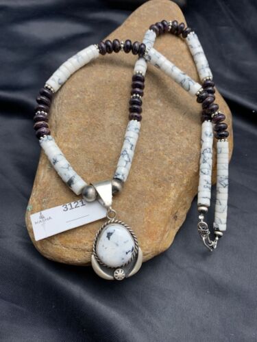 Navajo Purple Sugilite & Howlite Bead Necklace | Sterling Silver | 22" | Authentic Native American Handmade | 3121