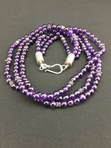 Native American Navajo 3-Strand Amethyst Necklace | Sterling Silver | 19" | 1328