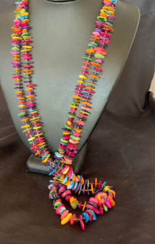 Native American Santo Domingo Mixed Color Shell Bead Necklace | 34" | 12002 - Masha USA