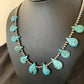 Native American Navajo Pearls Necklace | Sterling Silver | Blue Turquoise Teardrop | 11484