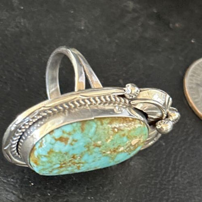 Navajo Blue Turquoise #8 Rings | Sterling Silver | Sz 9.5 | Authentic Native American Handmade | 14285