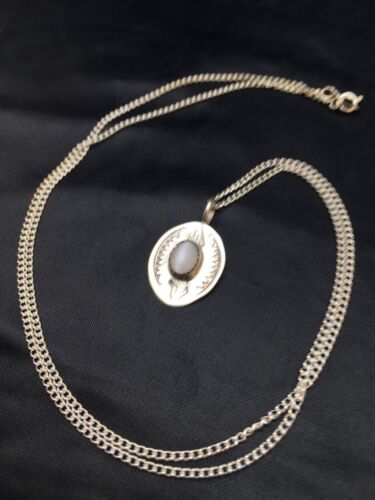 Navajo Mother of Pearls Turquoise Pendant Necklace | Sterling Silver | Authentic Native American Handmade | 18" | 8954