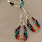 Handmade Liquid Silver Heishi Dangle Earrings | Turquoise Coral | Sterling Silver | 2" | 2001