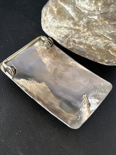 Navajo Red Coral Belt Buckle Concho | Sterling Silver | Authentic Native American Handmade | 14797