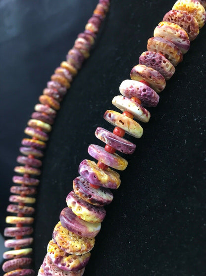 Men's Purple Spiny Oyster Bead Necklace | Navajo Sterling Silver | Graduated 28" | Authentic Native American | 4256