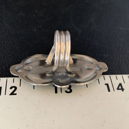 Navajo Orange Spiny Oyster Multi-Stone Ring | Authentic Native American Sterling Silver | Multi-Stone | Sz 8.5 | 13718