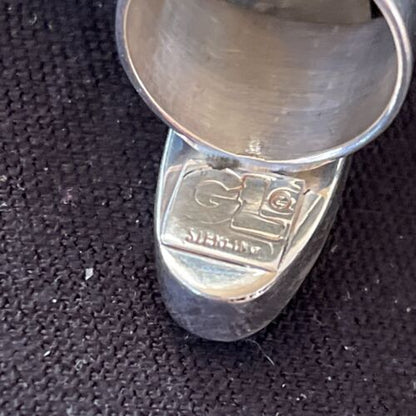 Native American Men's Cinnabrite Ring | Sterling Silver | White Black | Sz 7 | 1569