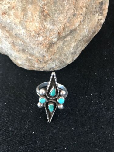 Navajo Turquoise Multi-Stone Ring | Authentic Native American Sterling Silver | Sz 7.5 | 8206 - Masha USA