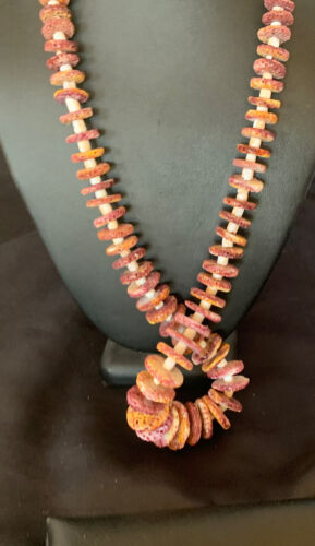 Navajo Purple Spiny Oyster & Pink Shell Graduated Necklace | Sterling Silver | Authentic Native American | 28" | 12254