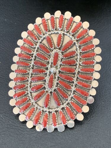 Zuni XL Red Coral Multi-Stone Ring | Authentic Native American Sterling Silver | Multi-Stone | Sz 8 | 11563 - Masha USA
