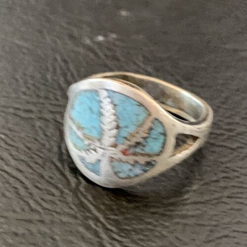 Navajo Blue Denim Lapis Inlay Ring | Sterling Silver | Sz 4 | Authentic Native American Handmade | 10892