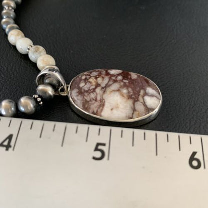 Navajo Wild Horse Turquoise Necklace Pendant | Sterling Silver | 21" | Authentic Native American Handmade | 13316
