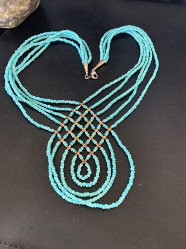 Santo Domingo Turquoise Heishi 5-Strand Necklace | Sterling Silver & Gold-Filled | 12073