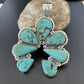 Navajo Blue Turquoise Naja Pendant Necklace | Authentic Native American Sterling Silver | 11356