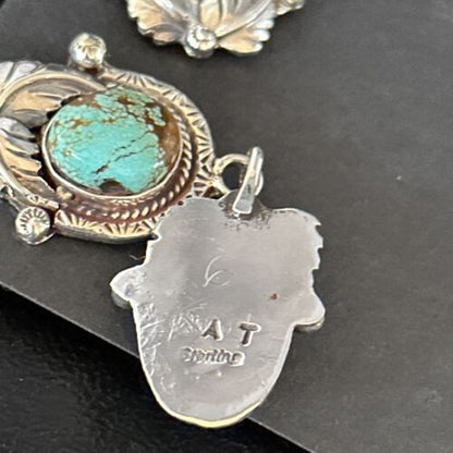 Navajo Blue #8 Turquoise Dangle Earrings | Sterling Silver | Authentic Native American Handmade | 14339 - Masha USA
