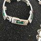 Navajo Old Pawn Sterling Silver Necklace Bracelet Set | Chip Inlay Turquoise | Authentic Native American Jewelry | 11857