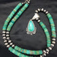Navajo Green Turquoise Pendant Necklace | Sterling Silver | Authentic Native American Handmade | 2645