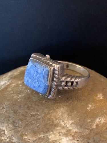 Navajo Blue Denim Lapis Ring | Sterling Silver | Sz 6.5 | Authentic Native American Handmade | 01994