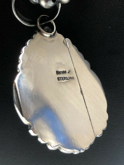 Navajo Royston Turquoise Pendant Necklace | Sterling Silver | Authentic Native American Handmade | 11295
